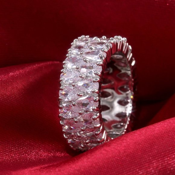 ✨ Round Full Zircon Stone Dazzling Luxury Finger Rings for Women, PD121 - Picture 4 of 13